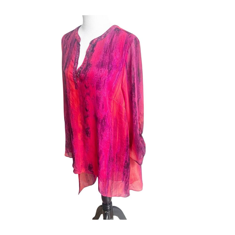 Catherine’s Women’s Sheer Asymmetrical Tunic Artsy Plus Size 14/16W Sequin Bead - Picture 2 of 11
